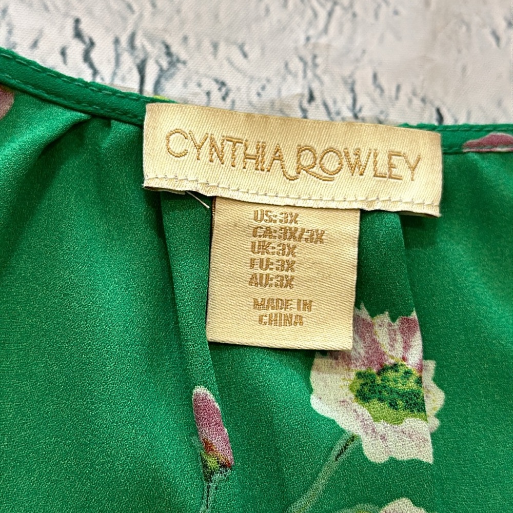 Cynthia Rowley green floral blouse - Picture 6 of 8